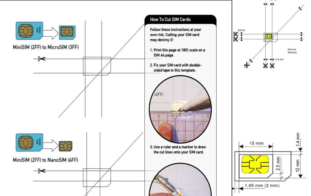 Как обрезать сим-карту под микро-сим в домашних условиях правильно по шаблону