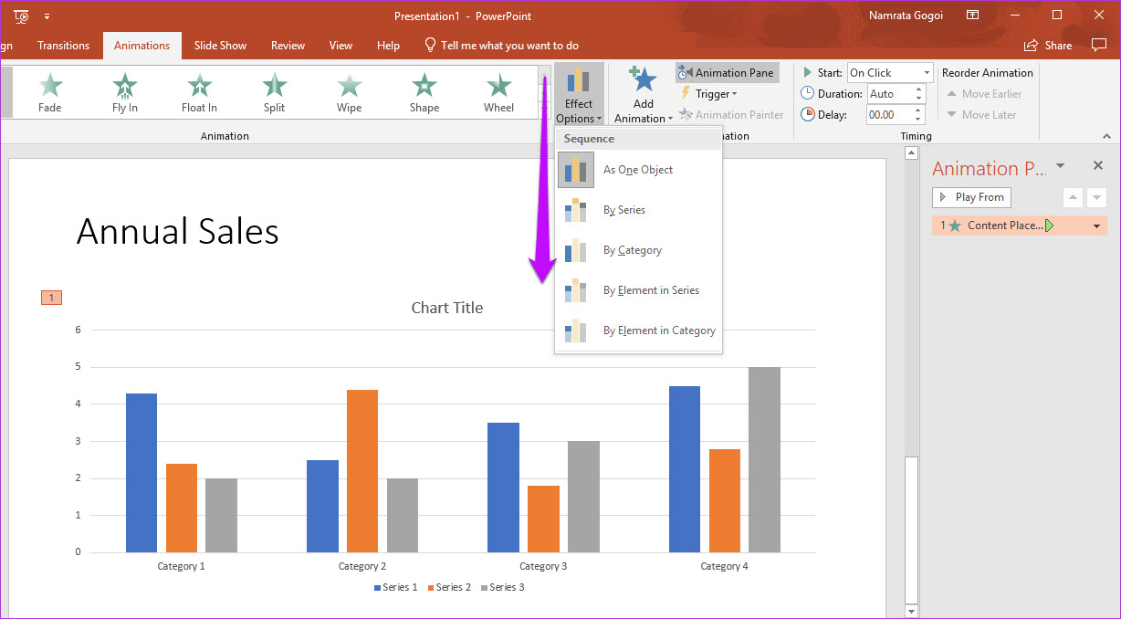 Как анимировать диаграмму в powerpoint