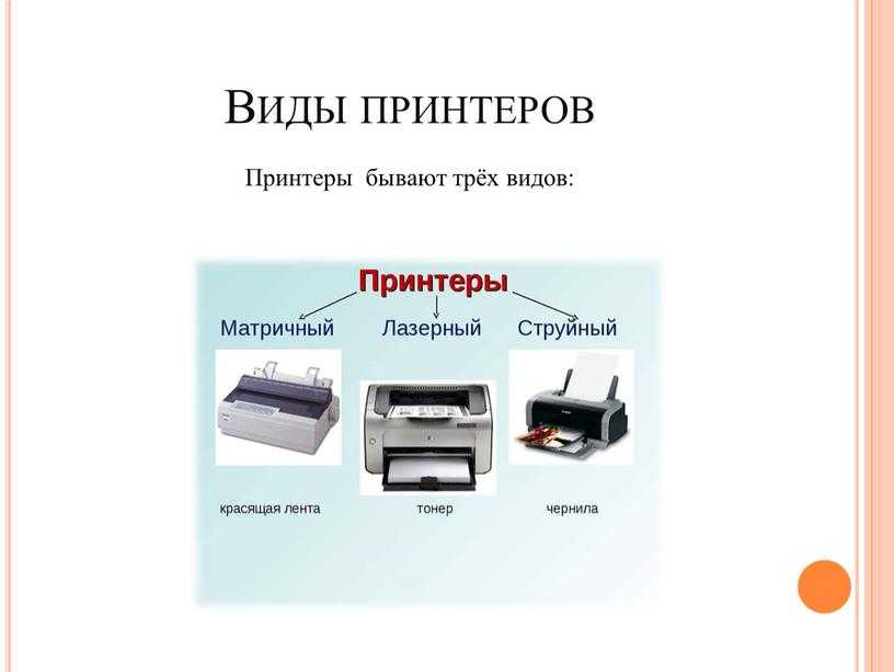 Основные виды принтеров и их характеристики