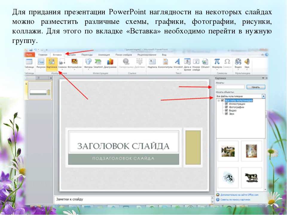 Как сделать в презентации чтобы картинки появлялись по очереди на слайде